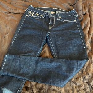 True Religion Women's Straight Leg Jeans in Deep Blue